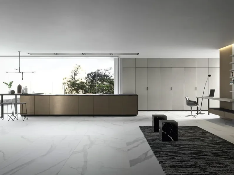 Cucina Moderna in laccato metallizzato Vestimi con penisola di Dibiesse