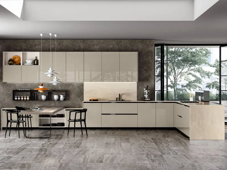 Cucina Moderna con penisola Vivere Italia 06 di Spagnol Cucine