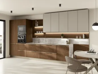 Cucina moderna lineare Wood di Creo.