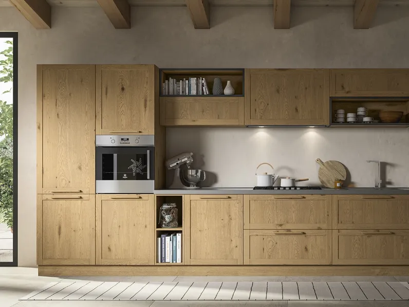 Cucina Moderna lineare Wood Mood 061 di Linea3