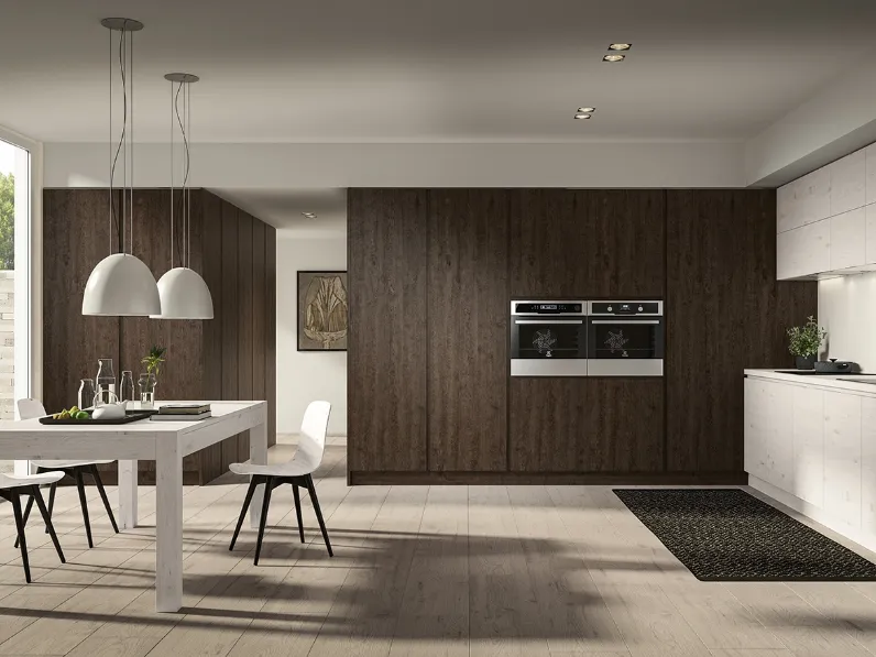 Cucina Moderna ad angolo Wood Mood 062 di Linea3