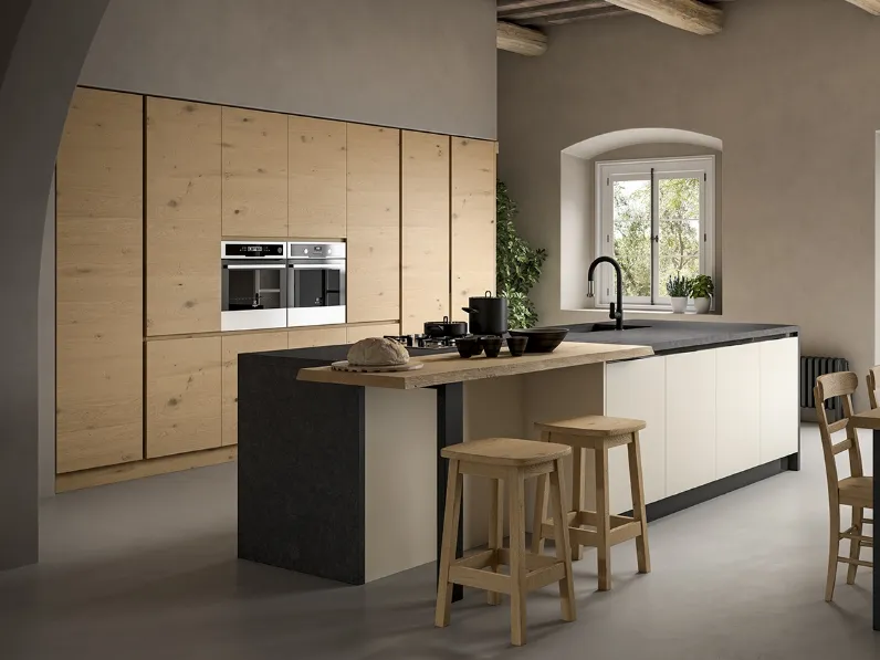 Cucina Moderna con isola Wood Mood 066 di Linea3