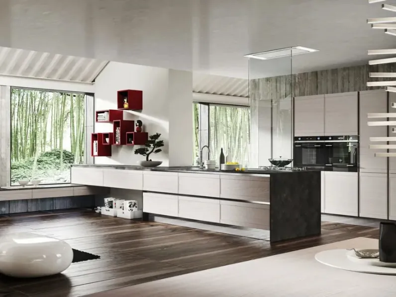 Cucina Moderna in legno con penisola Zoe 08 di Ar-Tre