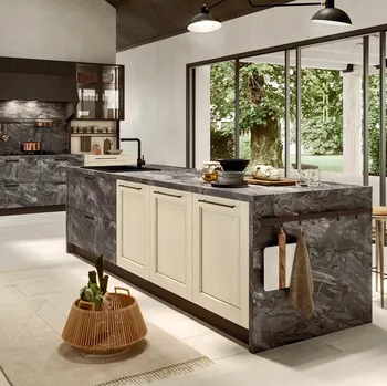 Cucina su misura con isola Aurora Contemporaneo 09 in legno e HPL di Astra