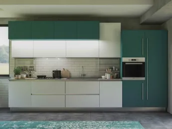 Cucina lineare su misura Evo Cucine Doha Ghiaccio e Blu