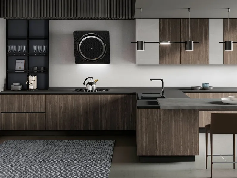 Cucina su misura Eos in HPL Kandia White e Hidalgo Aragona di Evo Cucine