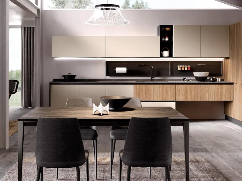 Cucina su misura angolare Futura Corda e Rovere di Evo Cucine