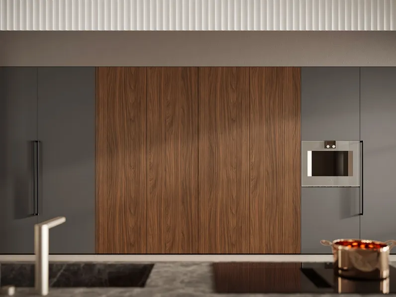 Cucina lineare a scomparsa su misura Linea Luxe in laccato e legno di Composit