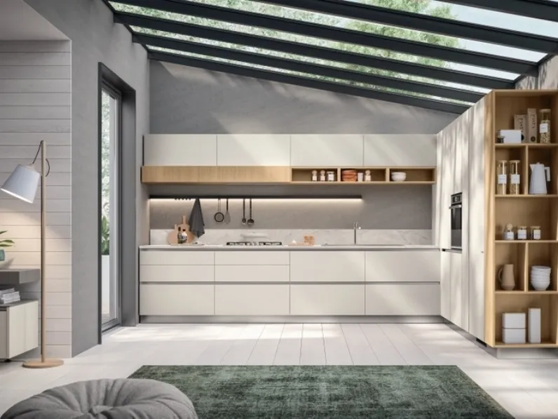 Cucina su misura Lumina 04 in decorativo Home Matter e Rovere Gold di Scavolini