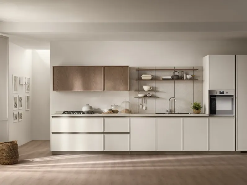 Cucina lineare su misura Poetica 06 in Frassino di Scavolini