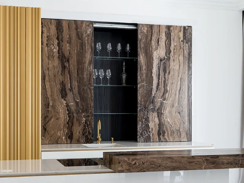 Cucina su misura di design T45 Glacier White e Marmo di TM Italia