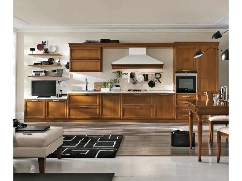 Cucina lineare su misura in legno Le Gemme 01 di Le Fablier