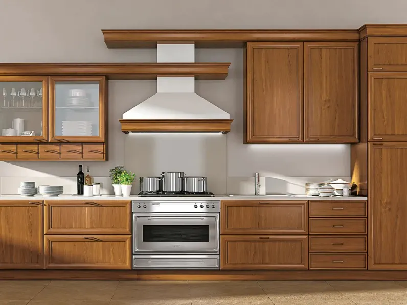 Cucina lineare su misura Le Gemme in legno composizione 02 di Le Fablier