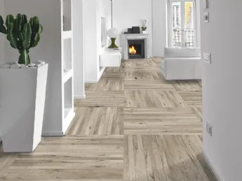 Il parquet Pangea Nucleo Grano Intreccio di Salis definisce uno stile unico.