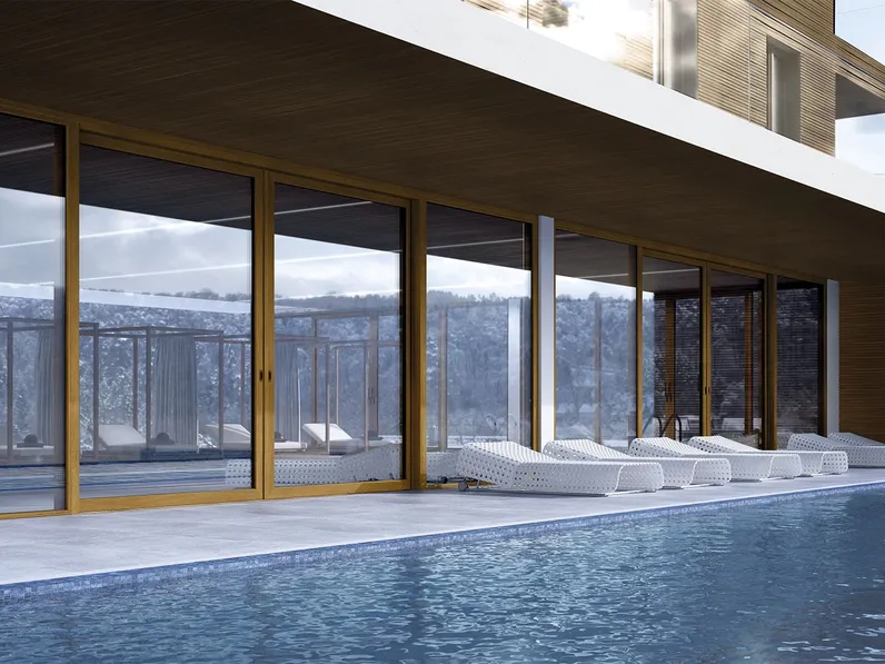 Finestra scorrevole a scomparsa in PVC ad effetto panoramico LivingSlide HS 82 di D & V