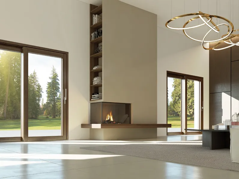 Finestra alzante scorrevole in legno Nova e in legno e alluminio ThermicX di Fossati Serramenti