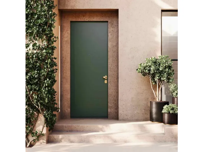 Porta blindata in alluminio pellicolato Compact Alluminio Dunkelgrun 6125 di  Bertolotto
