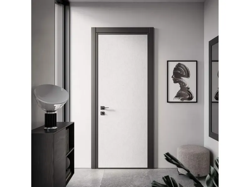 Porta blindata Mimetic Materik finitura Cemento Bianco di Gardesa