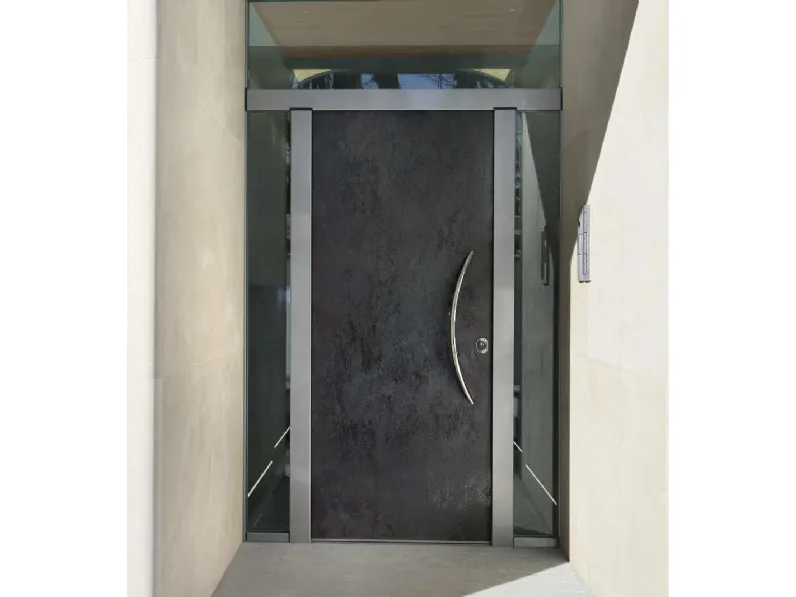Porta blindata Gres Porcellanato finitura Oxide Nero di Okey