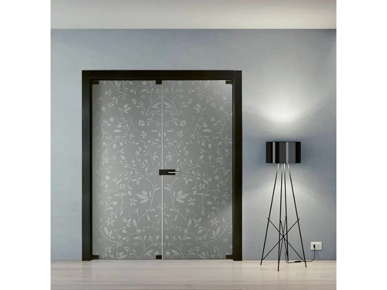 Porta per interni Alaska 3260 in vetro satinato sabbbiato con cornice in Rovere laccato di BiHome