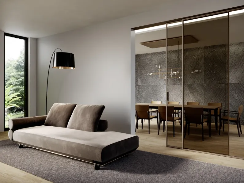 Porta per interni Albatros Fly in vetro trasparente Bronzo con telaio in alluminio effetto acciaio di In Forma