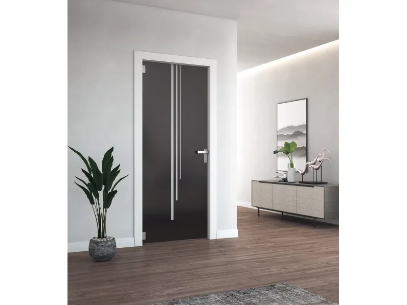 Porta interna in vetro Athena con decoro Tree di Visioni
