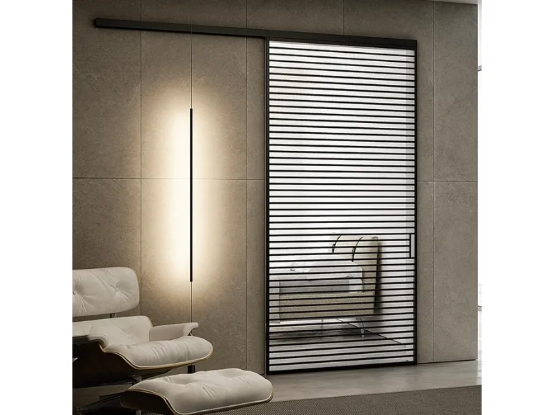 Porta per interni in vetro e alluminio Dakota Antracite di BiHome