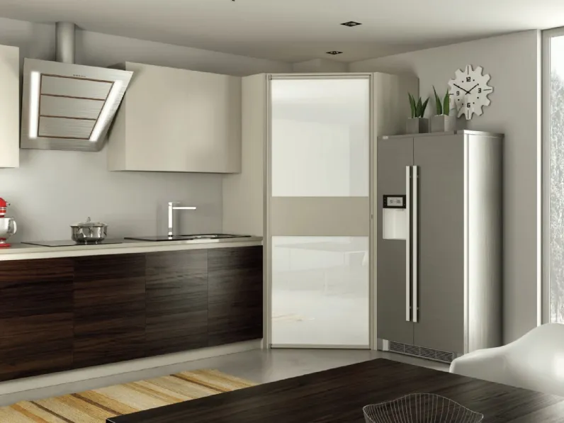 Porta per interni in vetro con telaio in alluminio Due Filo Muro Basic 42 di Zemma