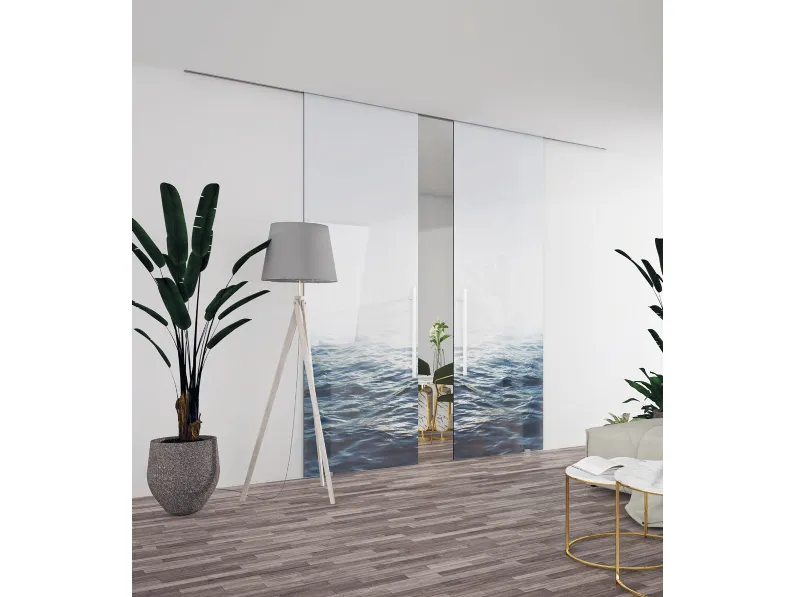 Porta interna in vetro Elementi con decoro Acqua di Visioni