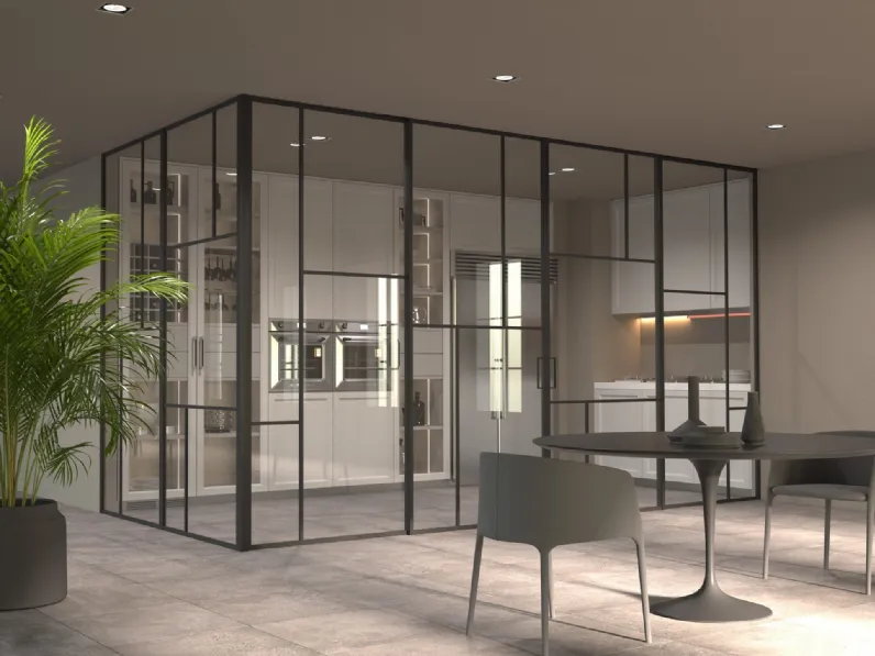 Porta per interni scorrevole Factory TM in vetro con telaio in alluminio di Foa