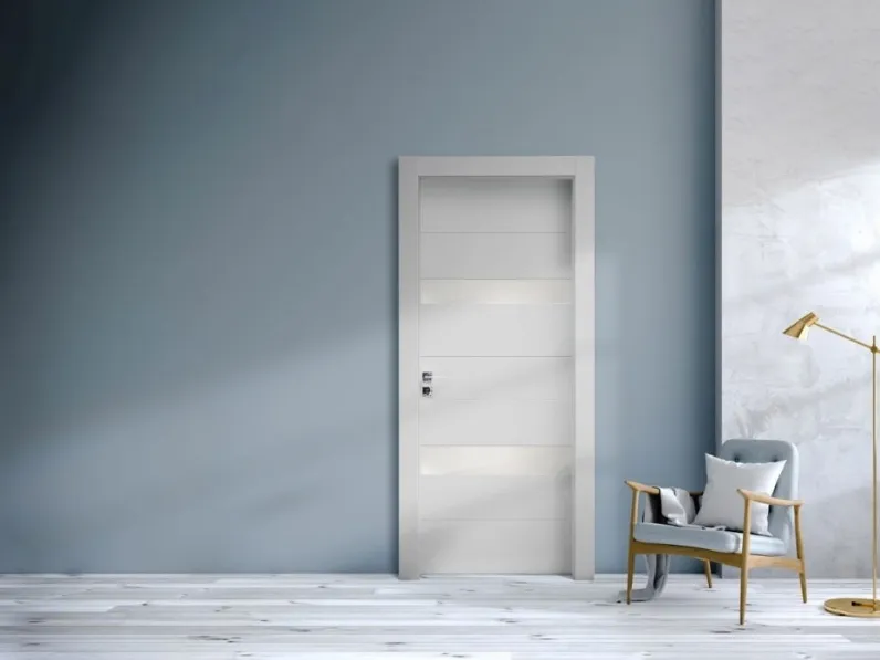 Porta per interni Fashion Favolosa in laccato bianco con inserti in vetro di Nusco
