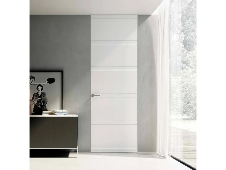 Porta per interni battente Filomuro Pantoincisa BP 1036 in laccato opaco Bianco di BiHome