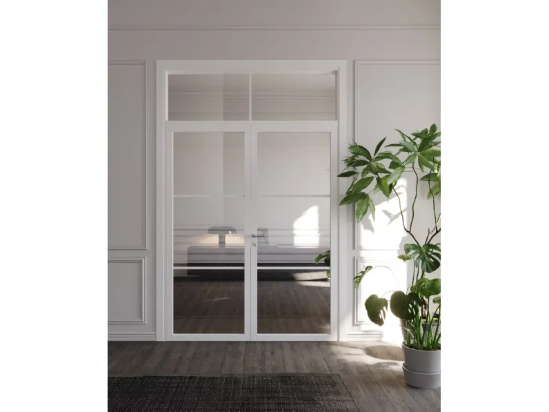 Porta per interni battente Flat F3 in laccato e vetro di Foa