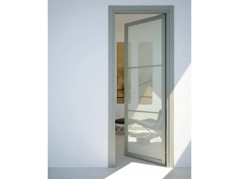Porta per interni battente Flat F3 in laccato e vetro di Foa