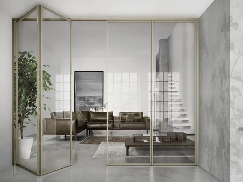 Porta per interni in vetro con telaio in alluminio Gaia a Libro di Doal