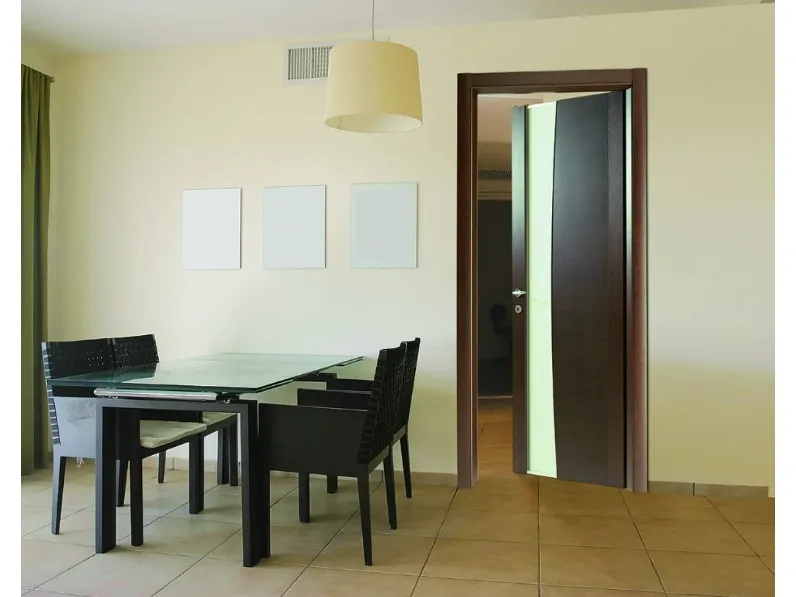 Porta per interni Ideal 08V in legno con inserto in vetro di Nusco