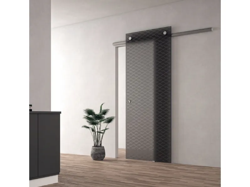 Porta interna Incontro V17AF in vetro inciso di Visioni