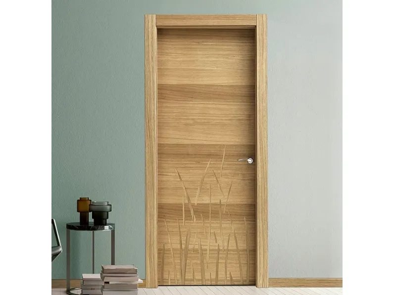 Porta per interni in legno Intalya Grass Rovere Olio Naturale con anta battente di BiHome
