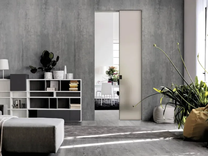 Porta per interni scorrevole in vetro con telaio in alluminio Just a Scomparsa di Doal
