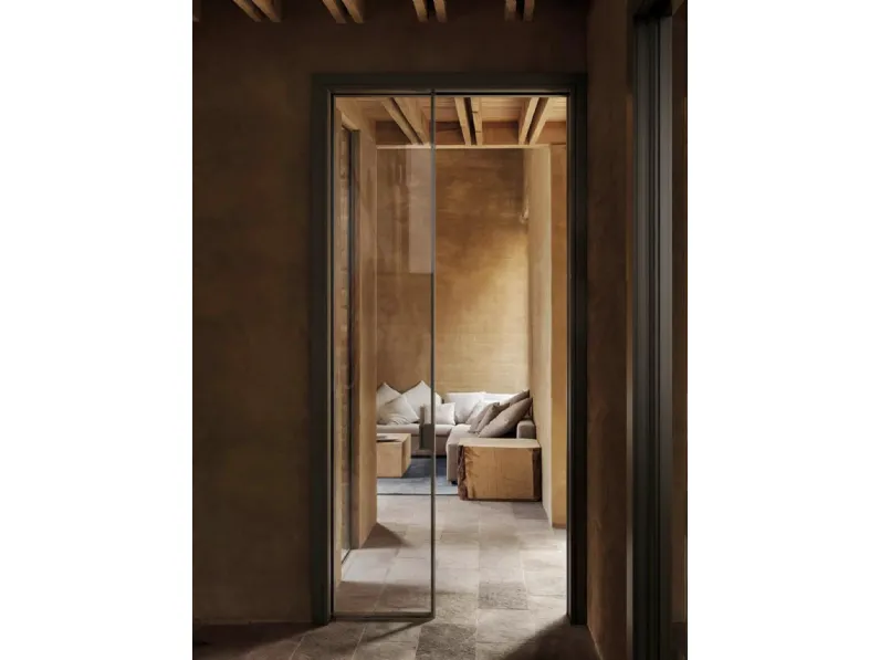 Porta per interni scorrevole in vetro con telaio in alluminio Just a Scomparsa di Doal