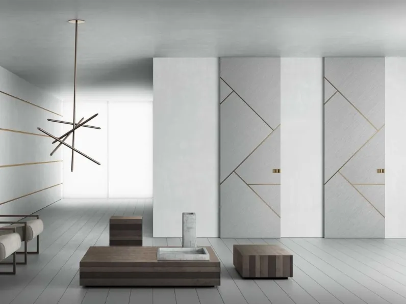 Porta per interni Katana in rovere con inserti in metallo di Boscavenezia