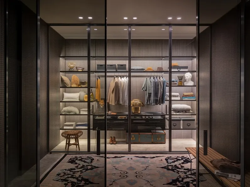 Porta per interni in vetro con telaio in alluminio L7 Bi folding di Lualdi