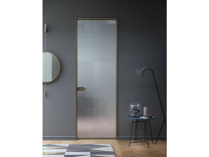 Porta per interni L7 in vetro con telaio in alluminio di Lualdi