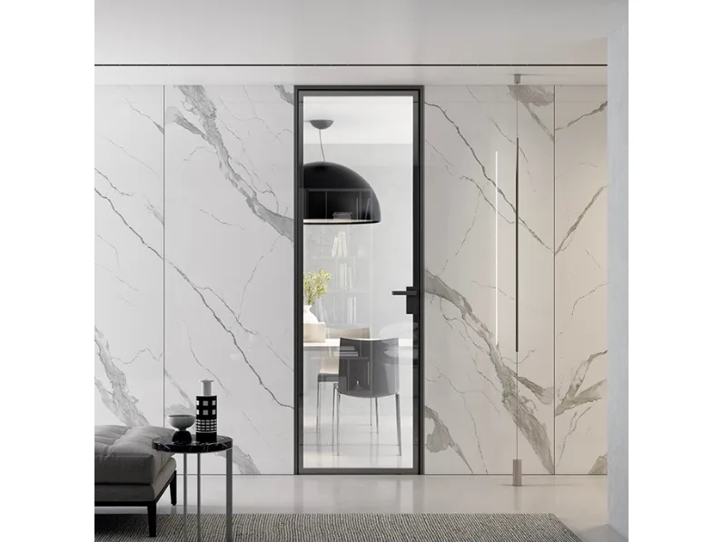 Porta per interni battente in vetro e alluminio Light Crystal BI Antracite di BiHome