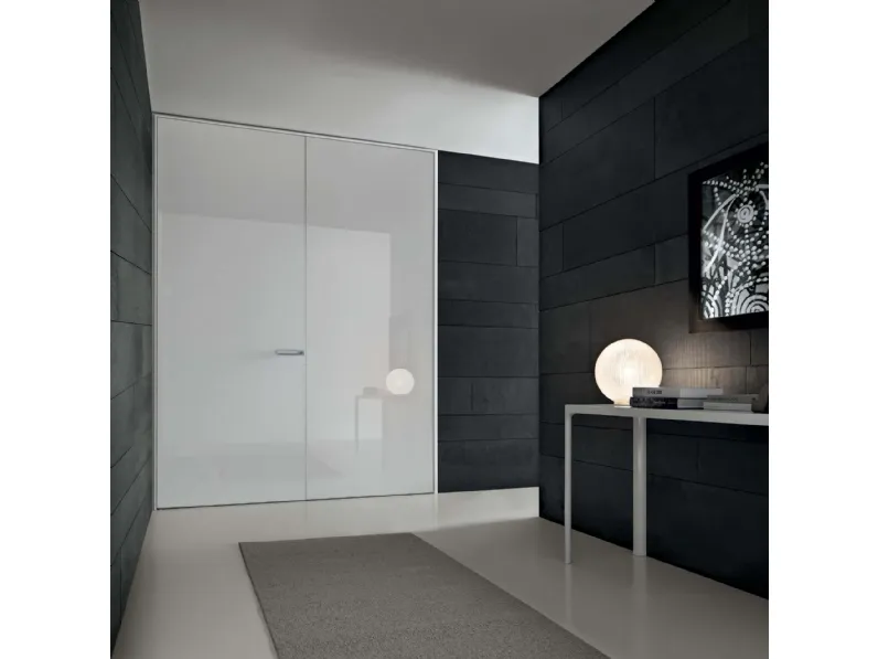 Porta per interni Link+ in vetro laccato Bianco Latte di Rimadesio