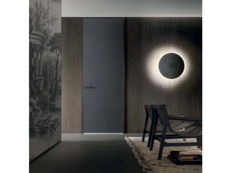 Porta per interni Link+ in vetro laccato Blu scuro di Rimadesio