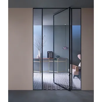 Porta per interni Shoin Pivot in vetro con telaio in alluminio di Lualdi