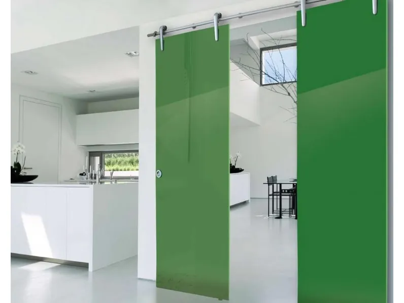 Porta per interni Luxdoors Arms in vetro laccato e alluminio di Nusco