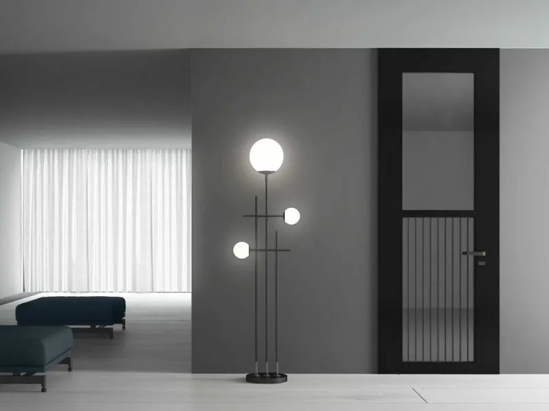 Porta per interni Manhattan in legno laccato nero lucido e vetro di Boscavenezia