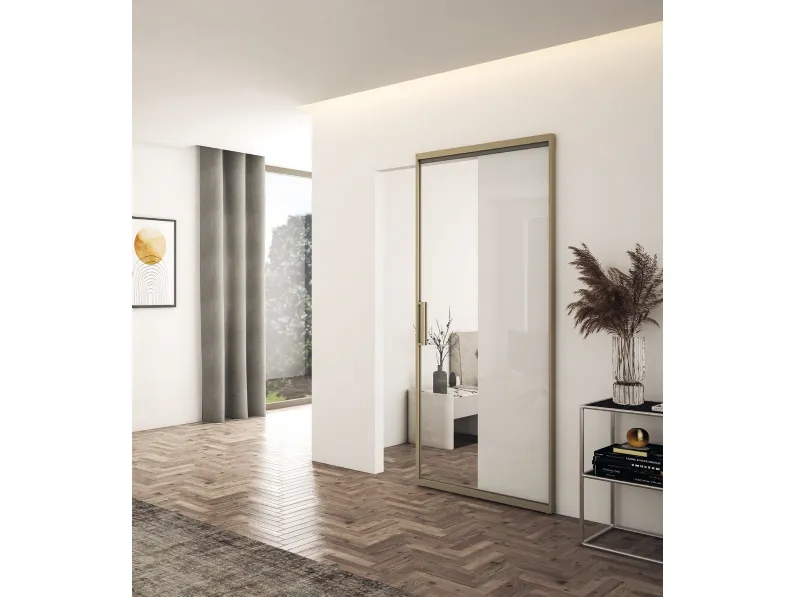 Porta interna Masca in vetro con telaio in alluminio di Visioni